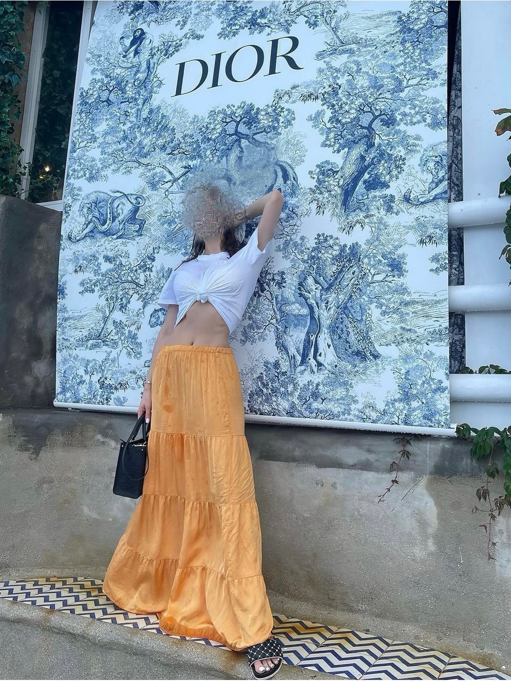 Long silk skirt with lining